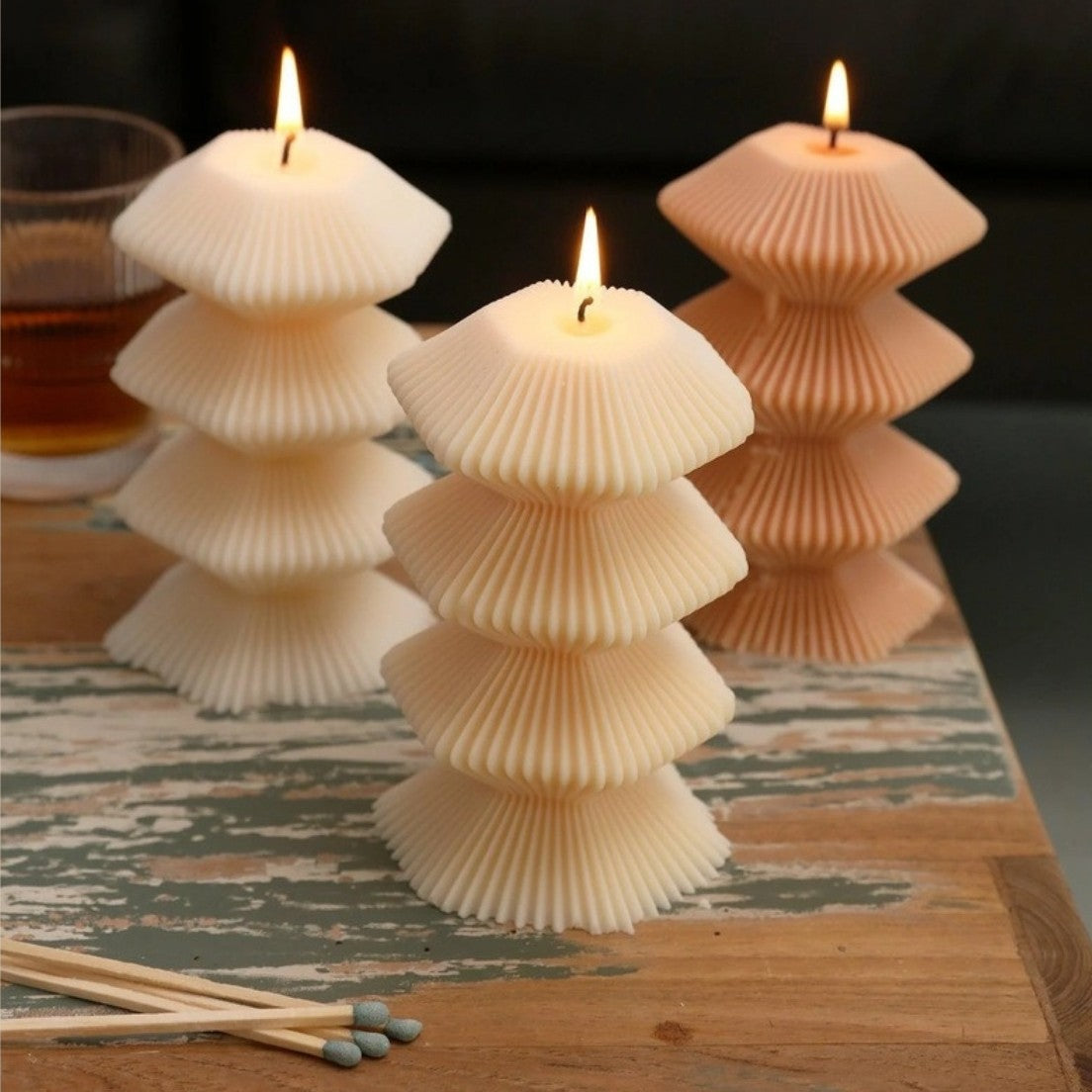 Hygges sculptural pillar candle