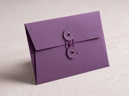 Amethyst | Premium Button & String Envelope + Blank White Card