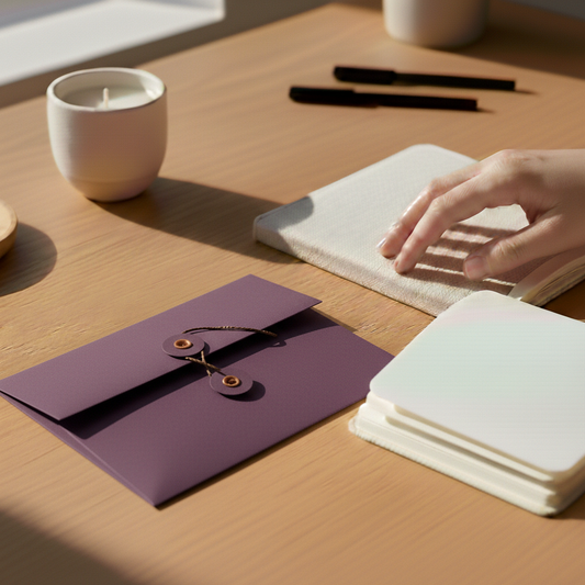 Amethyst | Premium Button & String Envelope + Blank White Card
