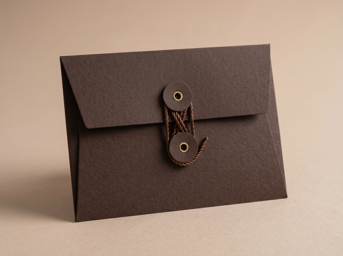 Bitter Chocolate | Premium Button & String Envelope + Blank White Card