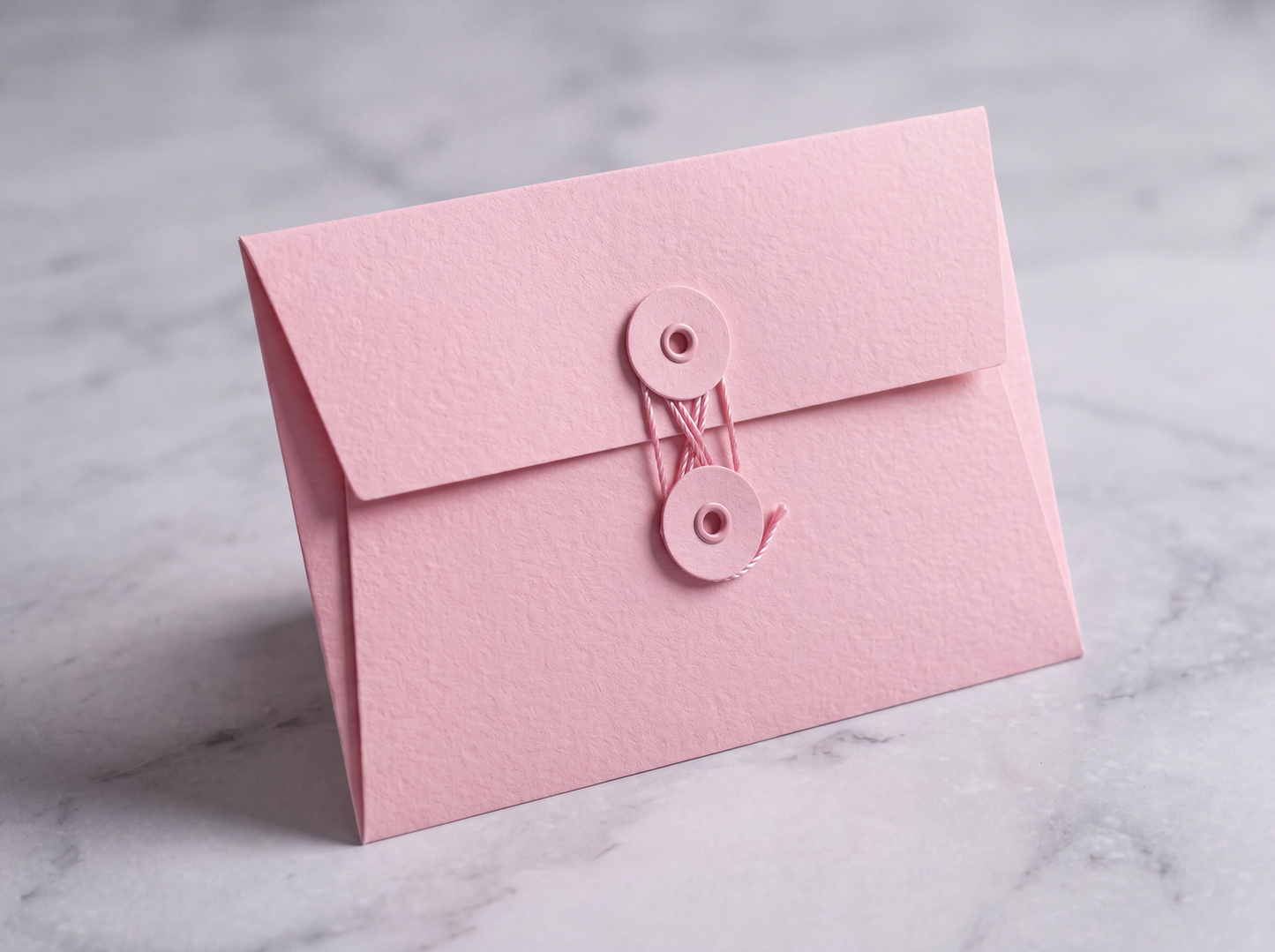 Candy Pink | Premium Button & String Envelope + Blank White Card