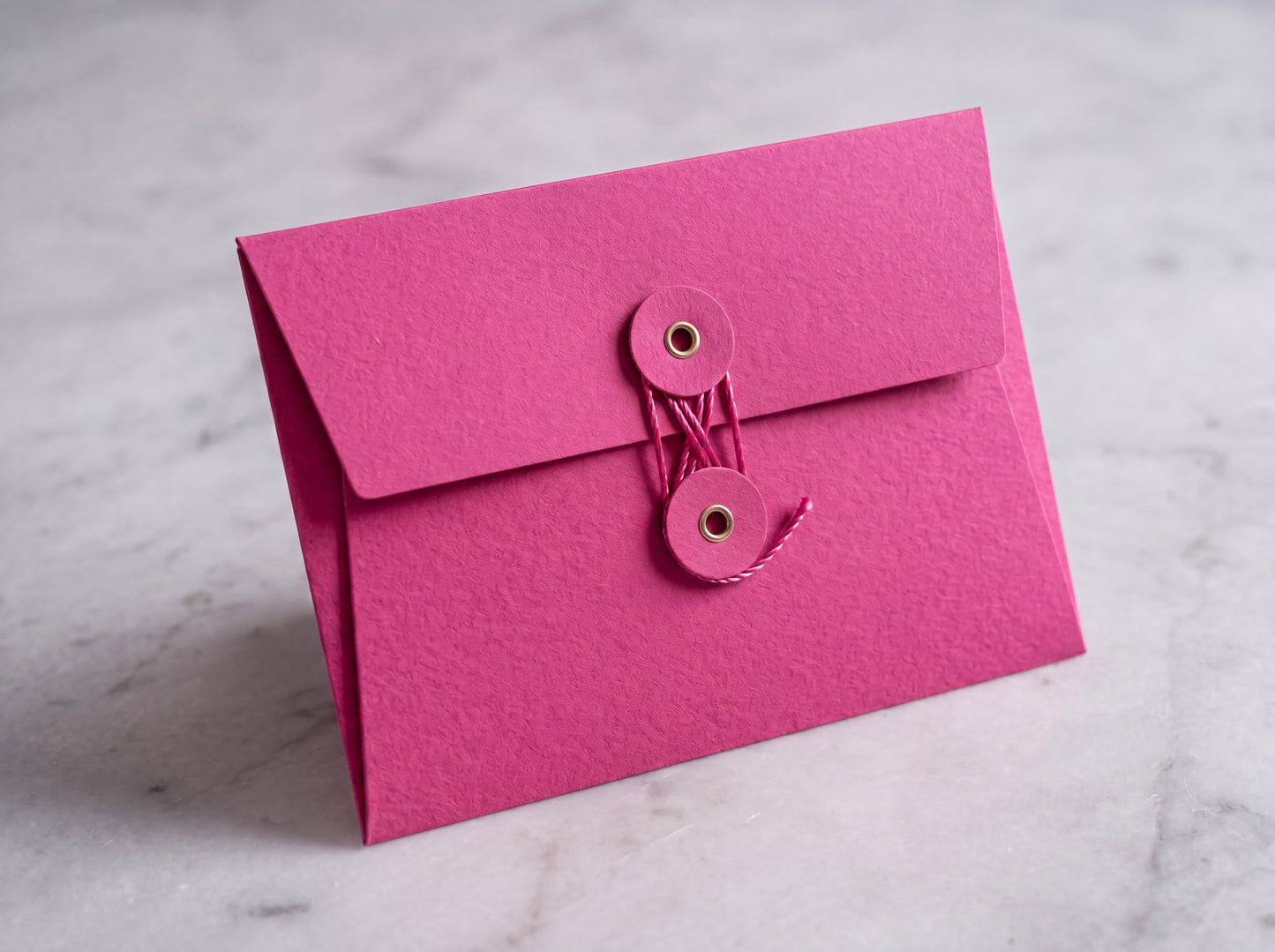 Fuchsia Pink | Premium Button & String Envelope + Blank White Card
