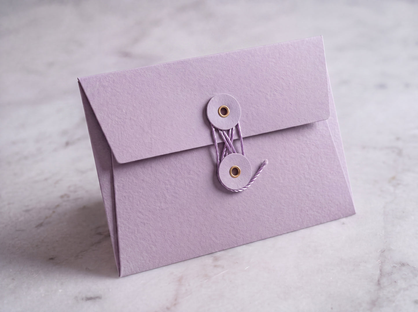 Lavender | Premium Button & String Envelope + Blank White Card