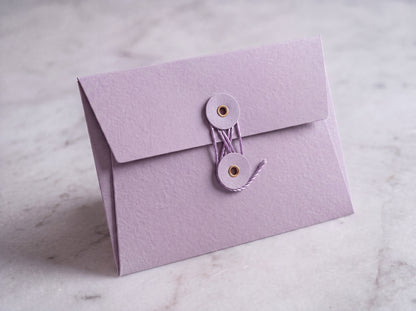 Lavender | Premium Button & String Envelope + Blank White Card