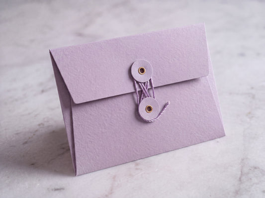 Lavender | Premium Button & String Envelope + Blank White Card