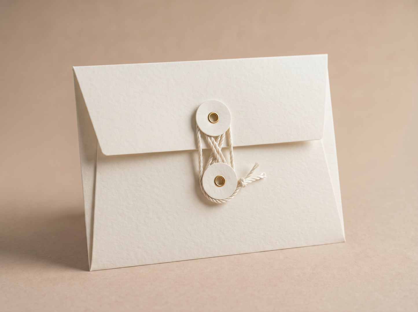 Natural | Premium Button & String Envelope + Blank White Card