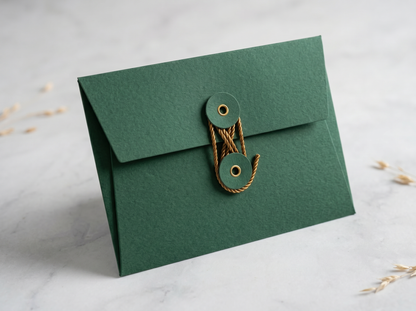 Racing Green | Premium Button & String Envelope + Blank Card