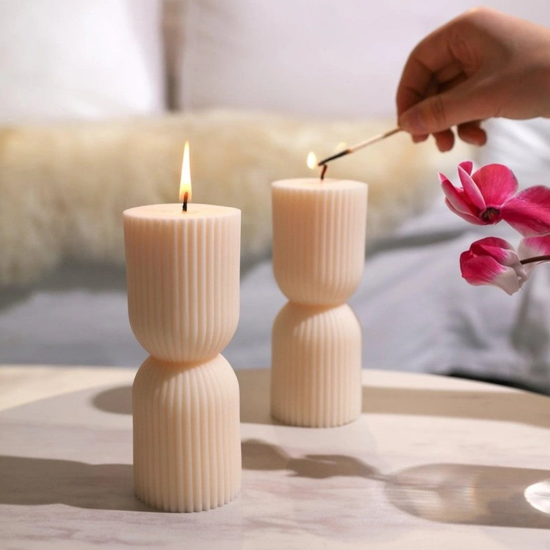 Hygges sculptural pillar candle