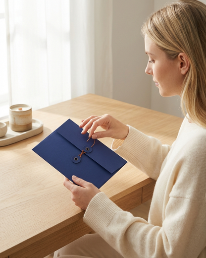 Adriatic | Premium Button & String Envelope + Blank White Card