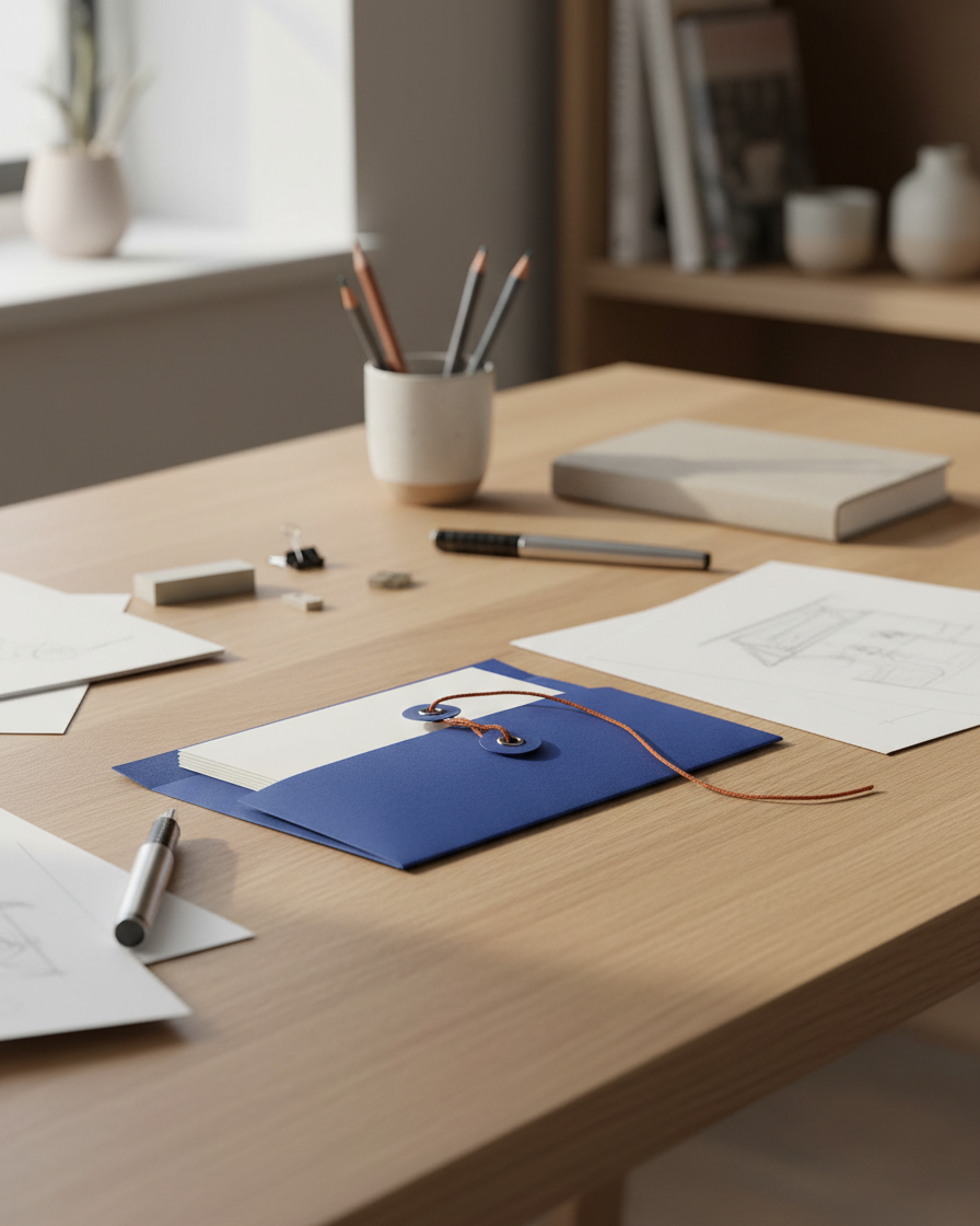 Adriatic | Premium Button & String Envelope + Blank White Card